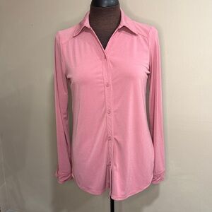 Adrianna Papell Rose Pink button down shirt small